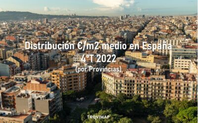 Distribución del precio medio por metro cuadrado en el 4º trimestre 2022 en españa (por provincias)